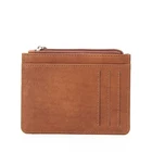 Wallet Rfid Card Wallet Stylish Zipper Wallet RFID Vintage Vegetable Tanned Leather Card Holder