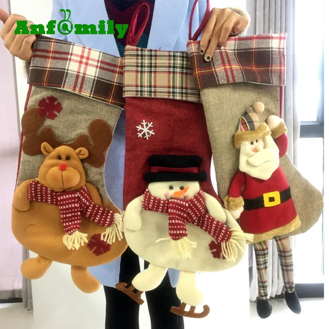 size christmas stocking holder 3d xmas socks to hang candy gift
