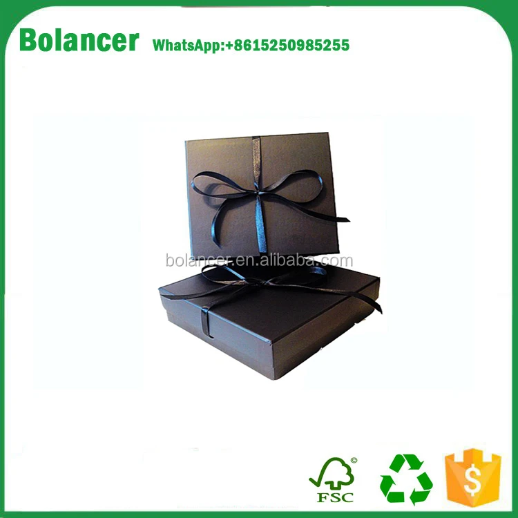 luxury gift paper packaging flat folding gift box with ribbon