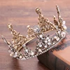 Vintage Gold Round Crystal Tiara Baroque Rhinestone Princess Queen Crown For Bride Hair Jewelry Accessories Wedding Crown