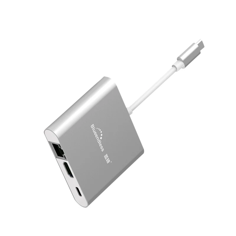 Blueendless Aluminum type c plug with H-DMI + LAN port + TYPE C usb + usb 3.0 por hub, Gold;black;silver
Blueendless Aluminum type c plug with H-DMI + LAN port + TYPE C usb + usb 3.0 por hub, Gold;black;silver
