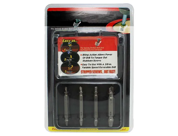 4Pcs Speed Out Damaged Broken Screw Extractor and Remover Set for Broken Bolt Stud Damaged Screw Remove