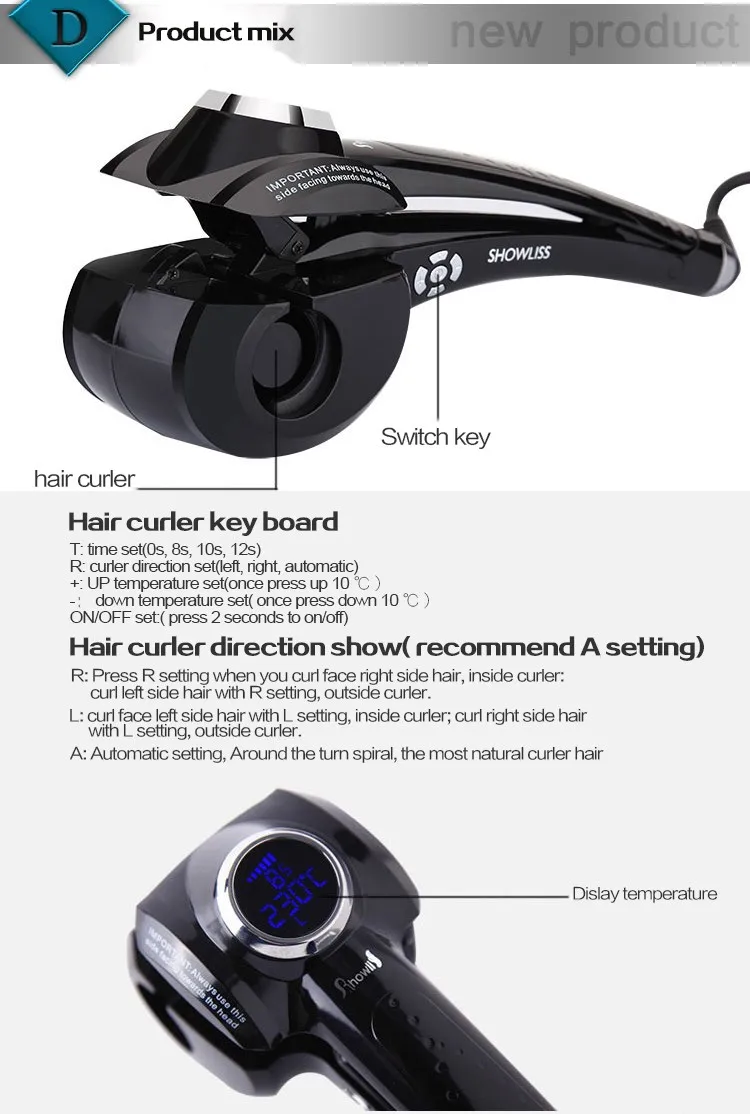 2017 lcdディスプレイ自動ヘアカーラー機ポータブルミニ液晶デジタル髪カーラーce承認されたプロのヘアサロン機器 問屋・仕入れ・卸・卸売り