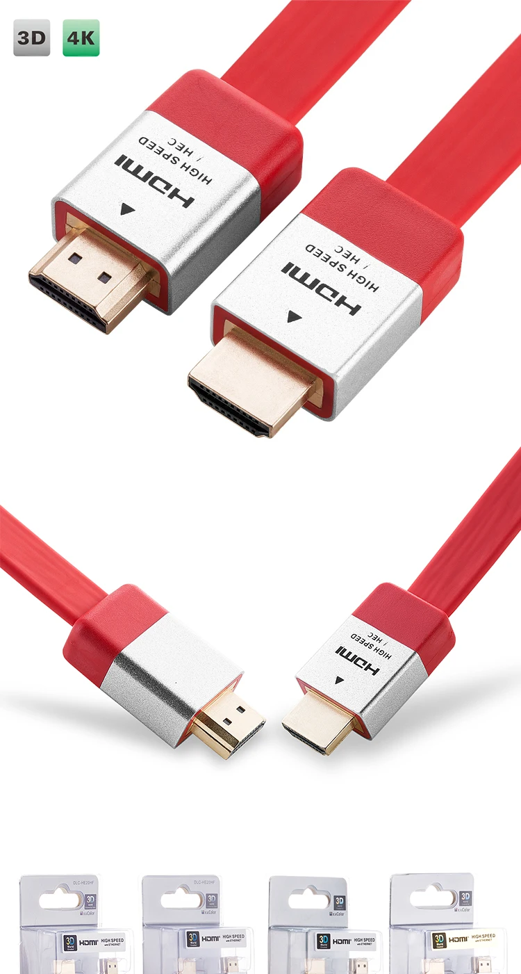 High Speed 2m 3D 4K Gold Plated Flat HDMI Cable With Ethernet For HDTV HDMI /PS3 - ANKUX.COM