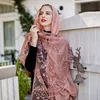 2018 New Luxury Crinkle Embroidered Lace Scarf Shawls Cotton Solid Color Retro Lace Floral Embroidery Muslim Hijab 190*90cm
