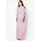 Latest high fashion lace and beaded design chiffon Princess Pink Kaftan