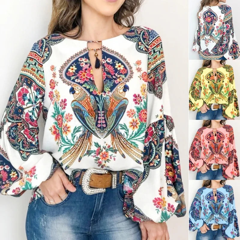 Women Ladies Ethnic Flower Print Long Lantern Sleeve V-Neck Plus Size Shirt Blouse Top
Women Ladies Ethnic Flower Print Long Lantern Sleeve V-Neck Plus Size Shirt Blouse Top