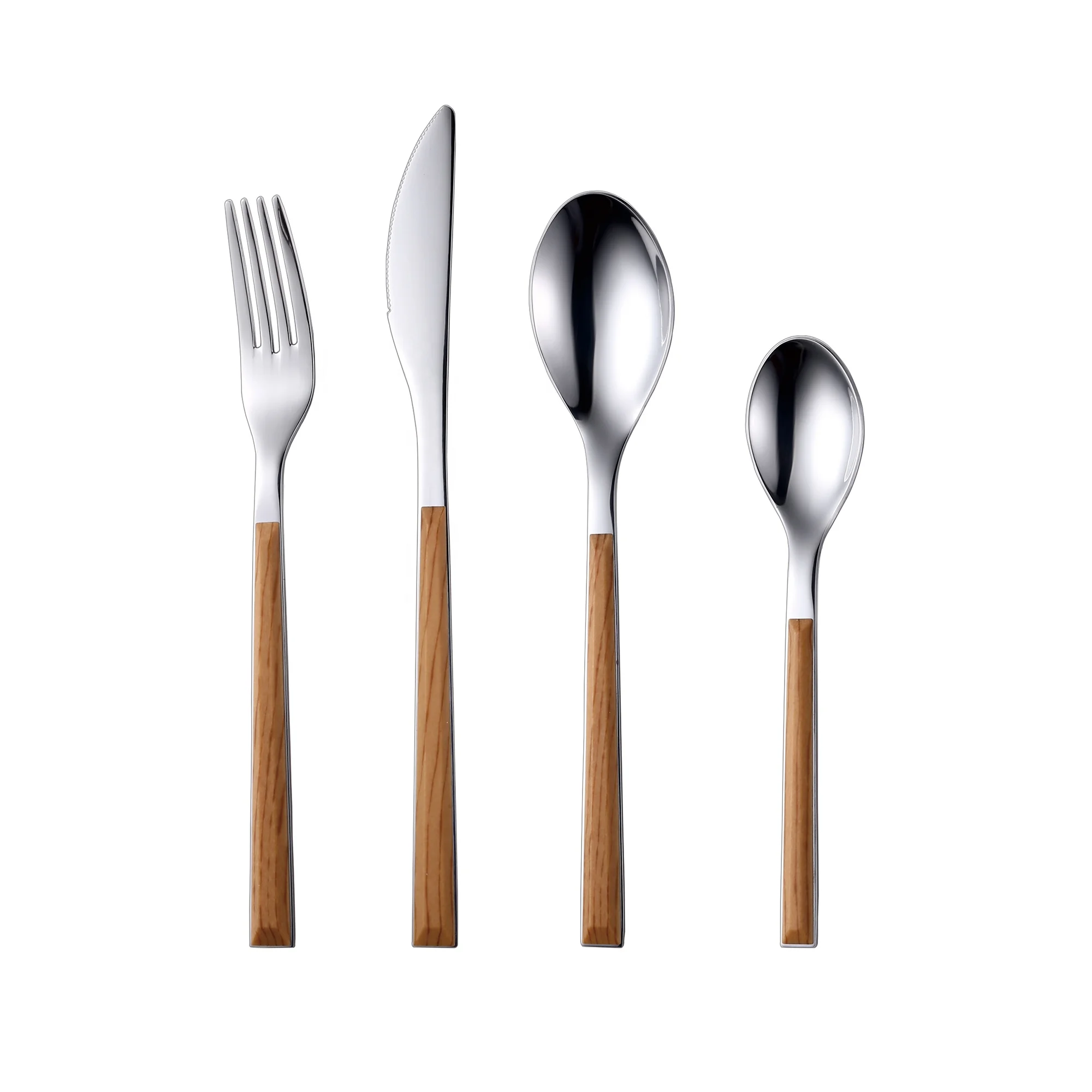High quality stainless steel cutlery set plastic handle with wooden pattern, Customized
High quality stainless steel cutlery set plastic handle with wooden pattern, Customized