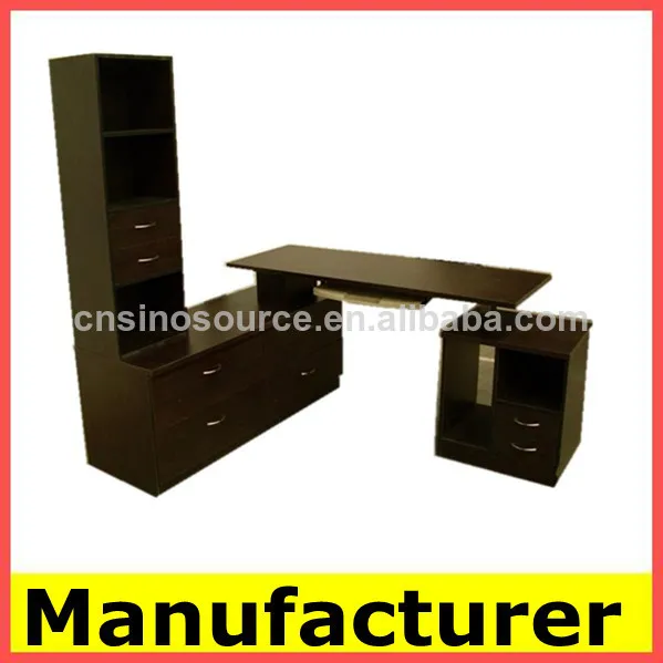 Madera de diseño moderno con librería de escritorio de la computadora