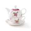 Hot Selling Exquisite Teaware Rose Flower Decal Fine New Bone Porcelain Tea For One Set