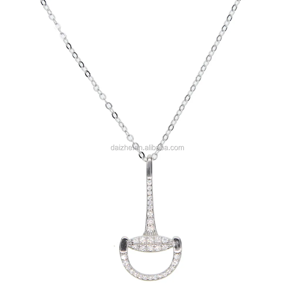 2021 fashion 925 sterling silver with cz paved bit pendant horse jewelry necklace, Black
2021 fashion 925 sterling silver with cz paved bit pendant horse jewelry necklace, Black