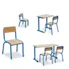 Factory supply classroom wooden furniture school chair with metal round tube frame