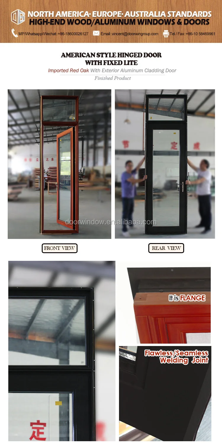 NewYork Wood framed glass wood exterior doors with transom
