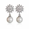 Zircon fashion design long heavy earrings pearl gold jhumka american diamond earrings with price