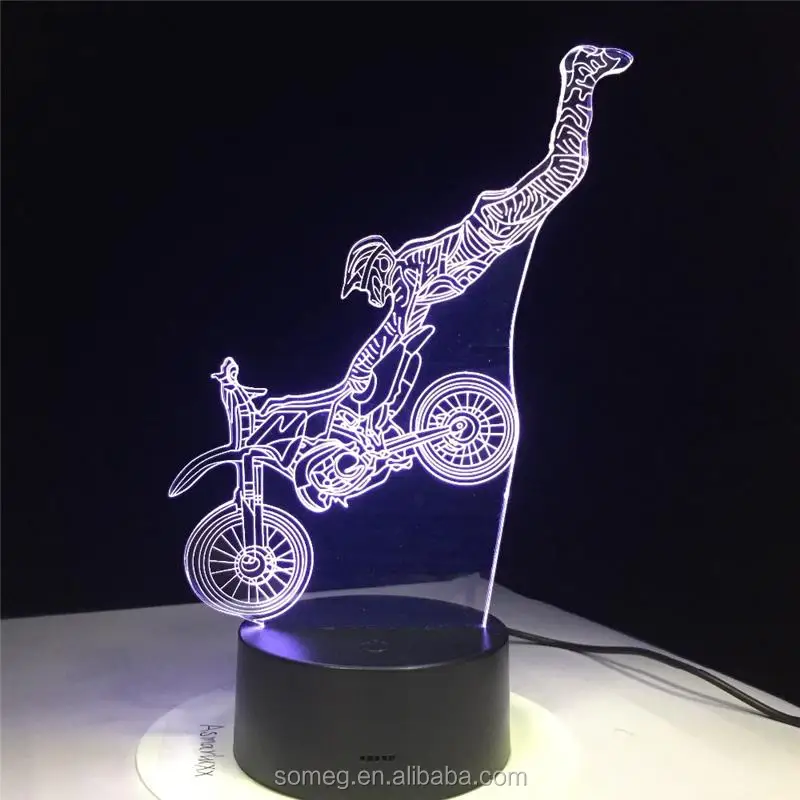 3d bulbing light toys Motorcycle LED Night Light 7 Color Changeable Table Lamp Acrylic plate children's nightlight Lamparas