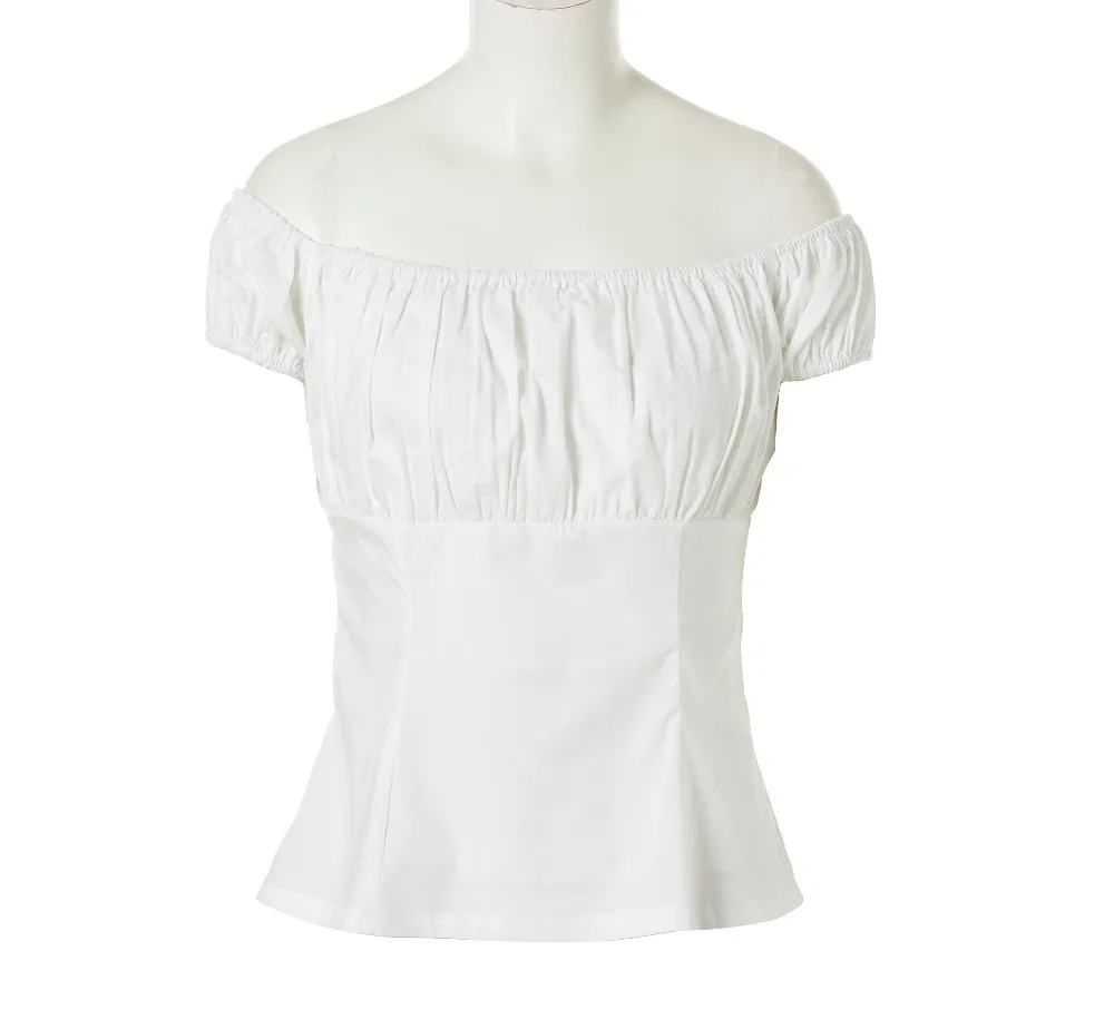 Summer Sexy Low Back White Black Retro Peasant Tops Blouse Cotton 
Summer Sexy Low Back White Black Retro Peasant Tops Blouse Cotton