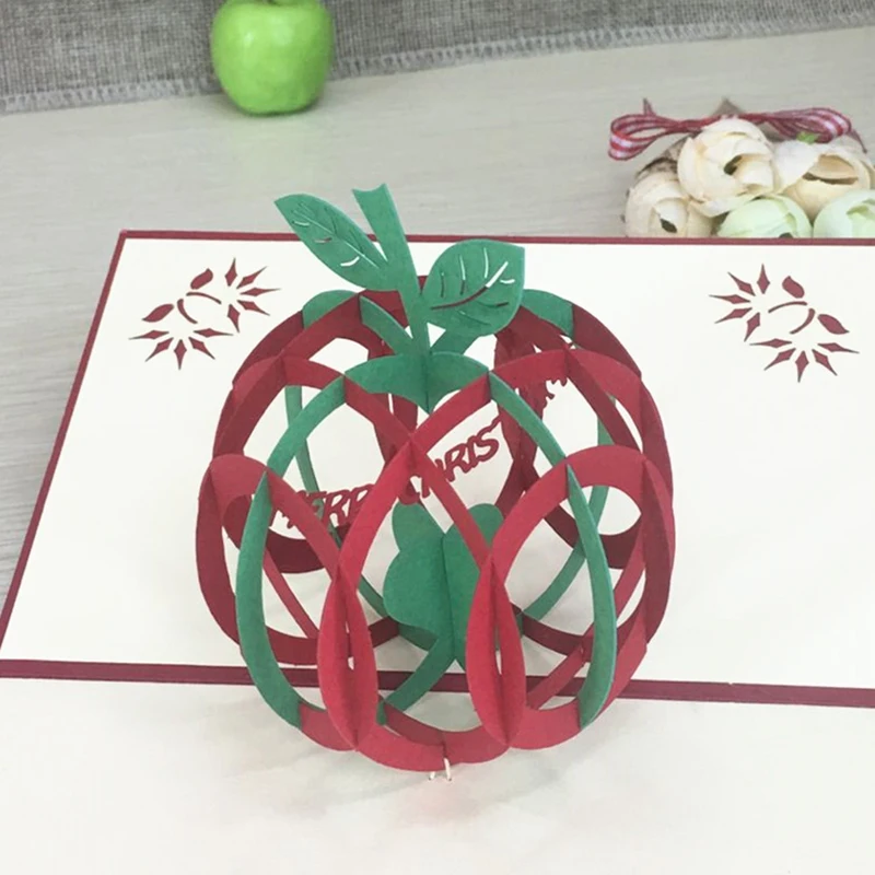 1pcs Peace Fruit Laser Cut 3D Handmade Pop Up Greeting Cards Postcard Kirigami Thanksgiving Day Christmas Birthday Gifts (3)