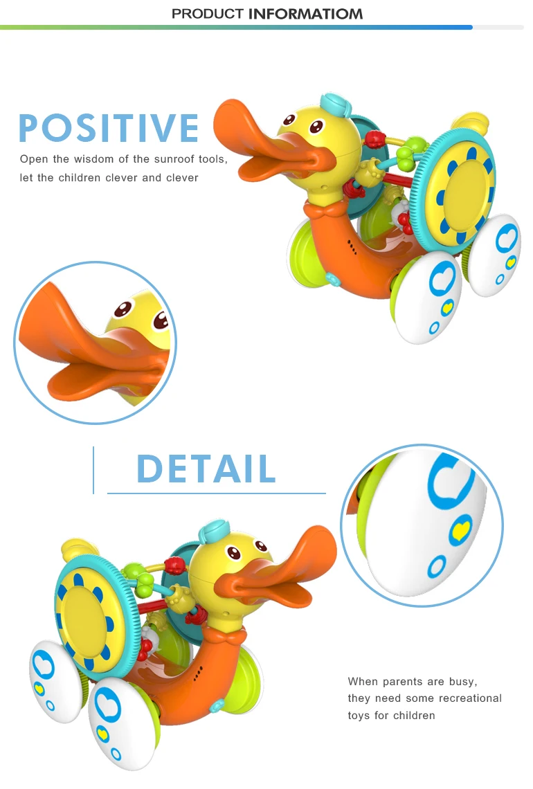 plastic baby educational b/o cartoon duck car bump and go toys