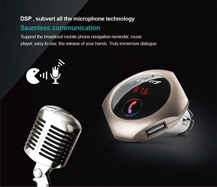 GXYKIT Bluetooth Hands Free Q7 car MP3 Player Kit Wireless car FM Transmitter support SD/TF Card Car USB charger - ANKUX.COM