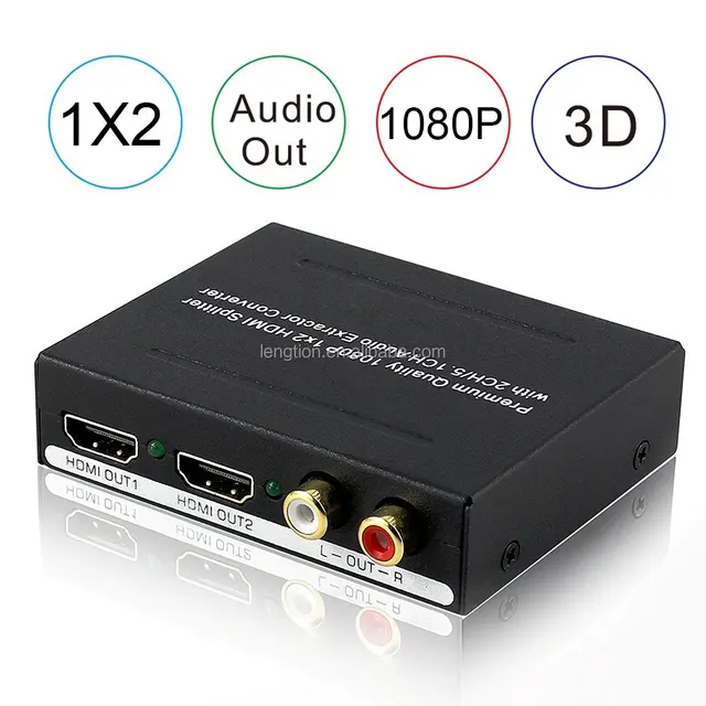 hdmi splitter 1x2 with optical rca audio output 1 in 2 out