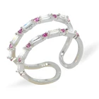 2019 new Korean luxury diamond flash micro set process double zircon ring opening adjustable ring for women