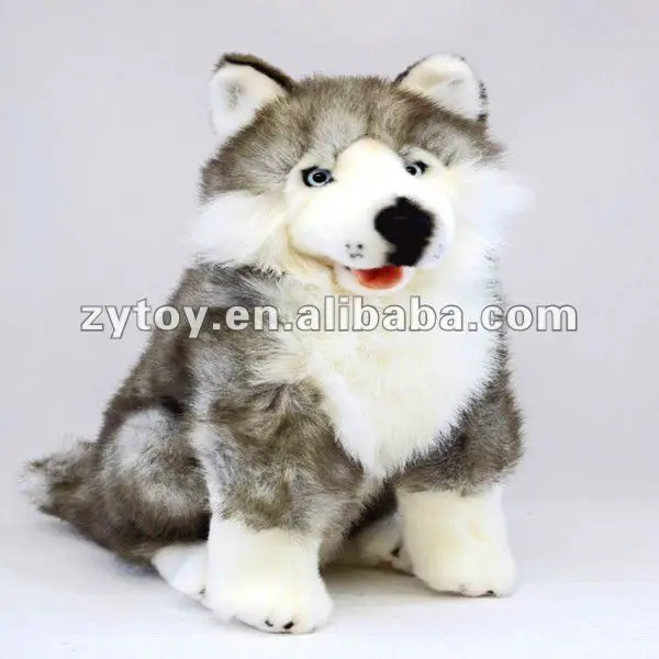 selling wholesale custom soft stuffed realistic plush wolf dog