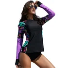 Wholesale OEM sublimation custom printed ladies rash guard long sleeve women modest swimwear