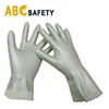 Creamy kitchen household white pvc Gloves,implant flock lined,scalloped cuff.