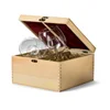 Metal Lock Wine Glass Wooden Gift Box with Lid Custom Logo