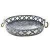 Galvanized Metal Farmhouse Rustic Decor Large Outdoor Round Serving Tray