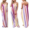 Summer Sexy Fashion Sleeveless Pink Straps V Neckline Women Maxi Dress