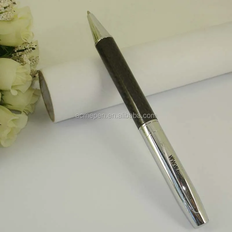 carbon fiber ball pen with chrome parts custom logo ballpoint