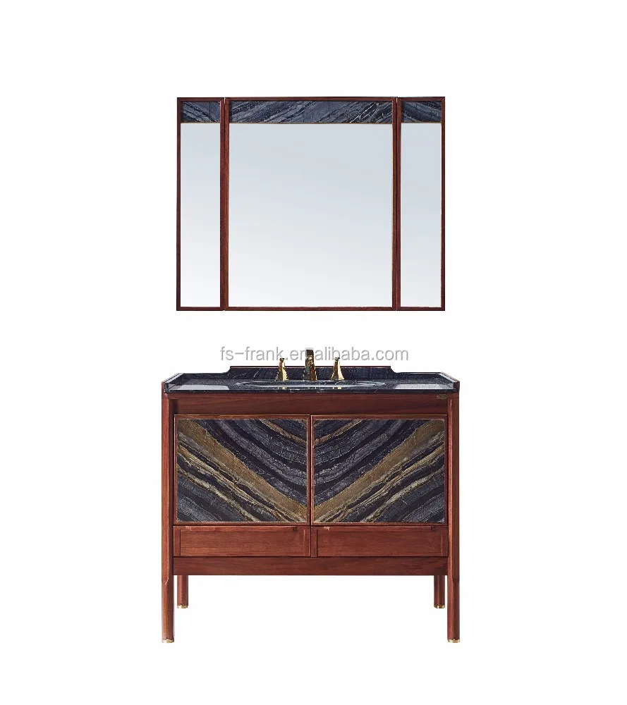 F-7221 43-pulgadas tocador de baño de madera oscura esquina del