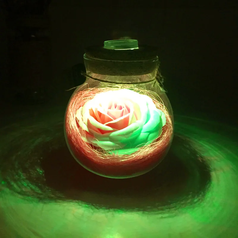 Led Romantic Rose Flower Night Light Lucky Bottle RGB Dimmer Lamp With 16 Color Remote Holiday Gift For Lover Girl Bedroom Decor (17)