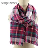 Fashionable ladies acrylic scarf brushed checked shawls