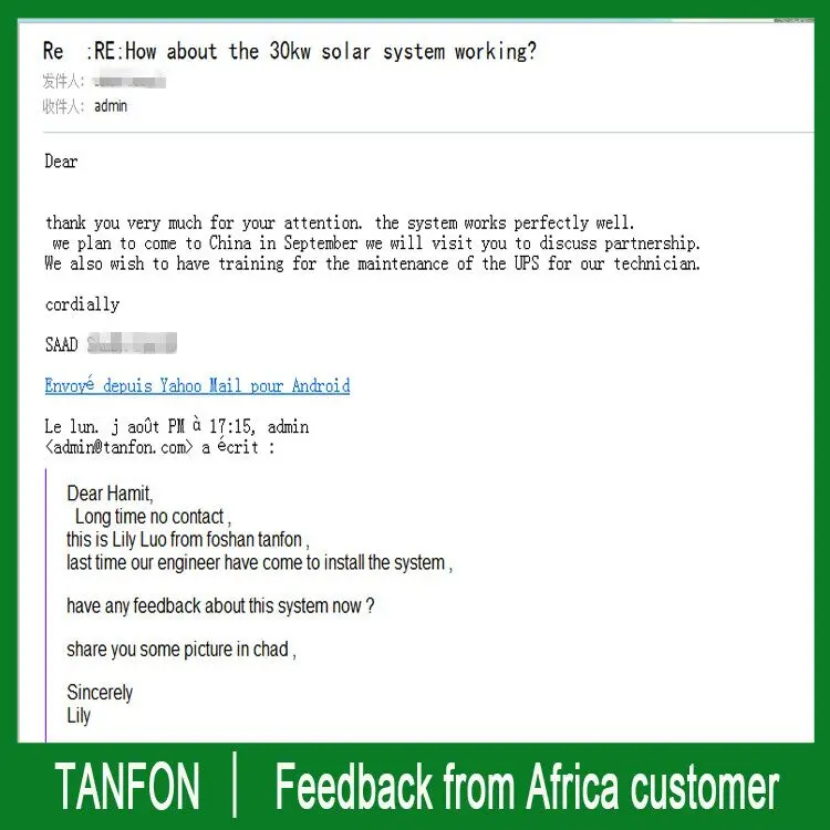 Feedback from client in Chad