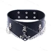 Choker Padded Leather SM Collar With Chain Leash Male Bondage Dog Neck Collars Restraints Kits