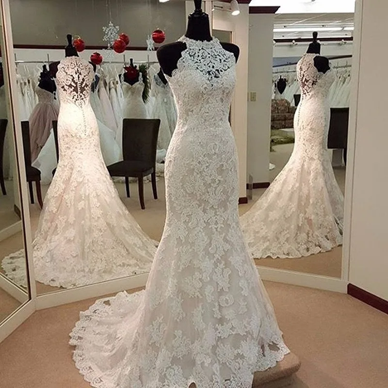 LL083 Gorgeous Lace Wedding Dresses Halter Trumpet Designer Wedding Gowns Sleeveless Back Button Brush Train Bridal dresses 2020, Per the request
LL083 Gorgeous Lace Wedding Dresses Halter Trumpet Designer Wedding Gowns Sleeveless Back Button Brush Train Bridal dresses 2020, Per the request