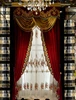Brand New Gold Trim Window Curtain, Luxury Embroidery Velvet Blackout Curtain, Elegant Valance Curtain with Beads