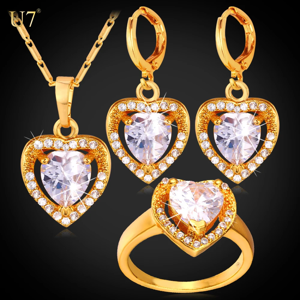 Zirconia Heart Jewelry Earrings Ring Pendant Necklace Set Platinum/Gold Plated Bridal Wedding Jewelry Set For Women
Zirconia Heart Jewelry Earrings Ring Pendant Necklace Set Platinum/Gold Plated Bridal Wedding Jewelry Set For Women