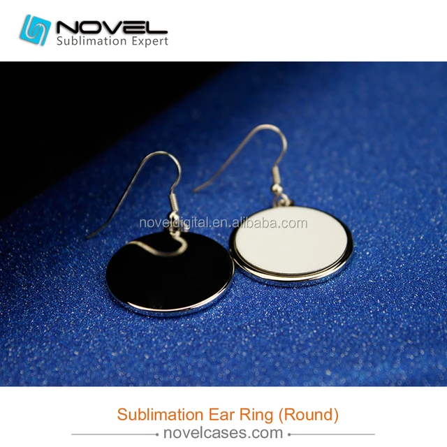 blank sublimation ear ring ,diy ring with round coating ornament