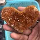 Natural Carved Cute Druzy Crystal craft Heart Citrine Cluster