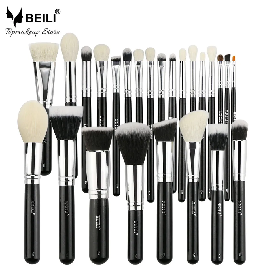 New pro BEILI Cosmetic makeup brushes beauty tool black /silver 25 pcs natural goat hair make up brush set custom
New pro BEILI Cosmetic makeup brushes beauty tool black /silver 25 pcs natural goat hair make up brush set custom