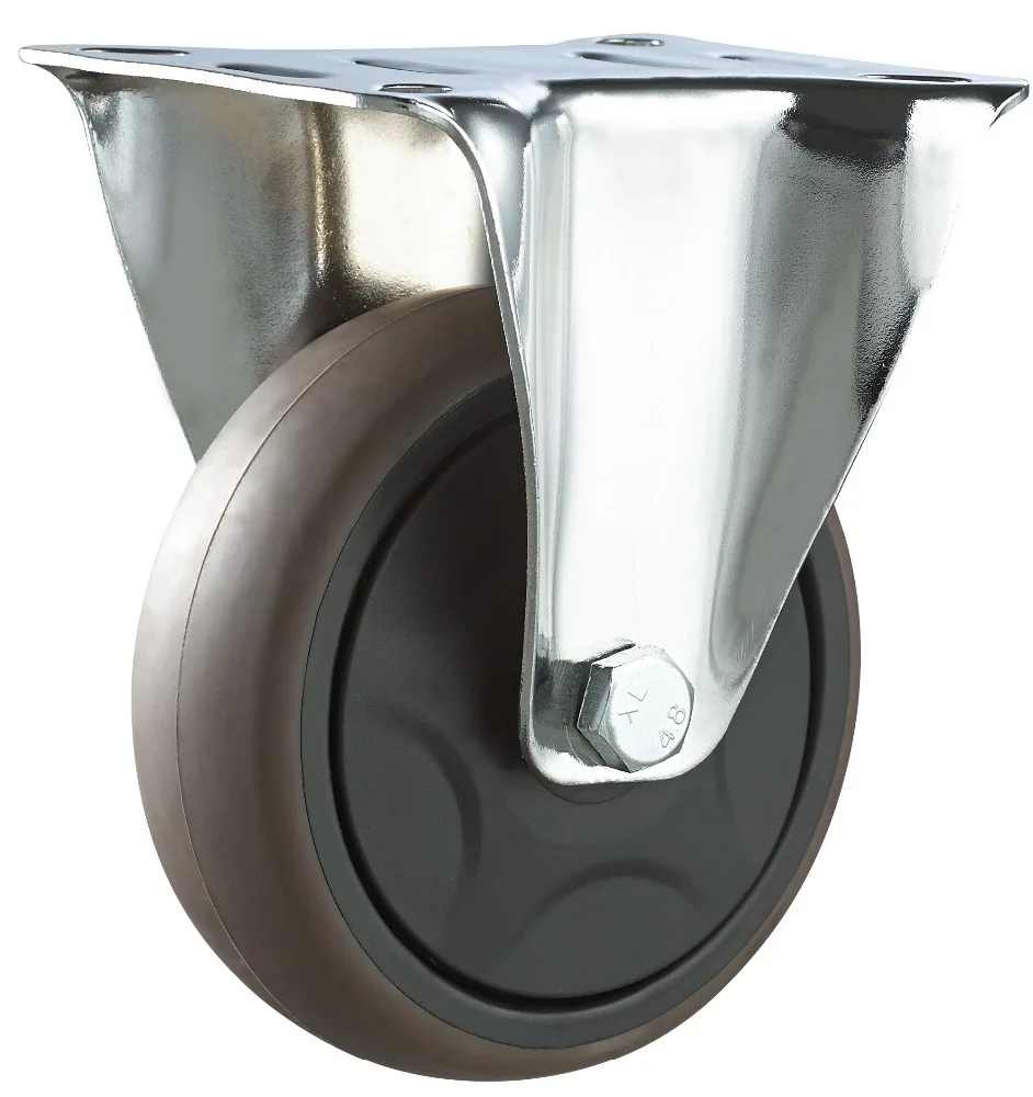8 inch PU double ball bearings swivel Zinc Plated Steel yoke  Heavy duty wheel caster