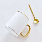Custom Gold Handle Bone China Cup Creative Office Straight Body Mark Cup Ceramic cup