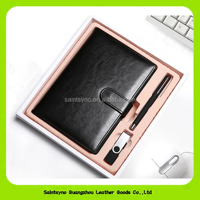 fashionable leather gift set for business man with 1 wallet & 1