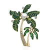 Unisex Summer Style Brooch pins Green Enamel Coconut Tree Brooches Corsage Coco Clothes Accessories for Women collar dress