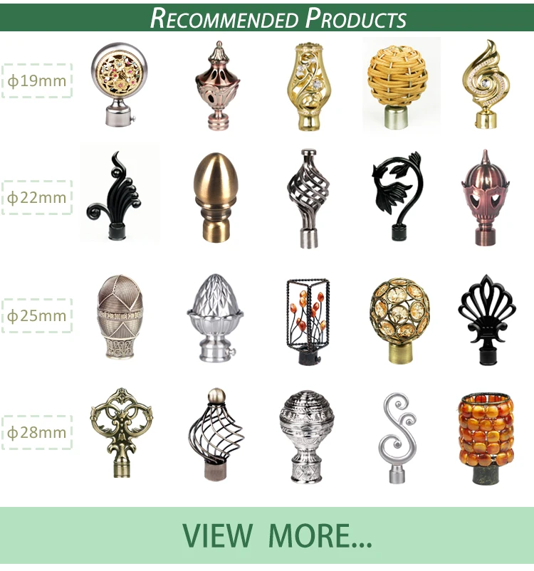 Home decoration Single double curtain pole set metal curtain rods