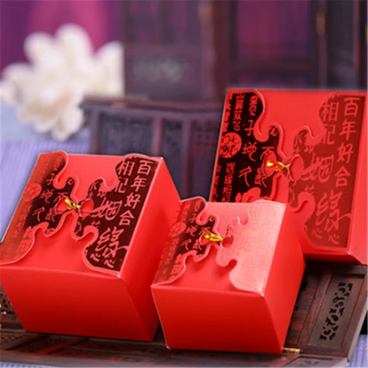 Red Favor Box Wedding Party Candy Box Red Party Decoration paper bow tie box wholesale