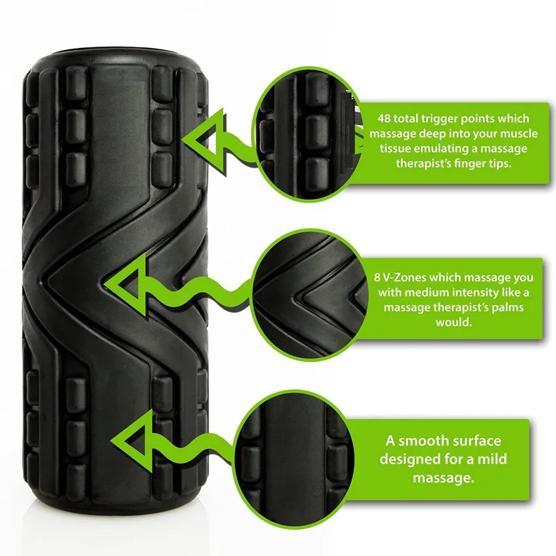 Professional EVA arrow carved hollow core foam roller tetured deep -tissue massage roller yoga fitness roller